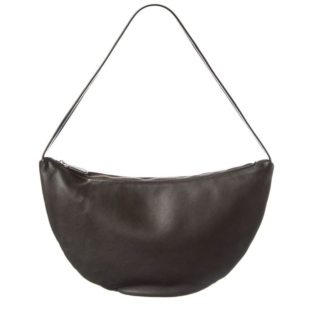 The Row Leather Shoulder Bag, Black